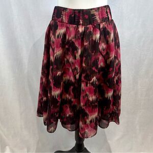 Alfani pink brown tan and black abstract print flowy midi skirt size medium